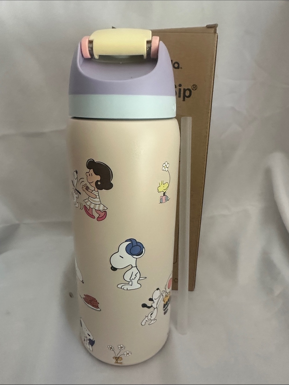 Custom Engraved Owala FreeSip Snoopy Pastel Cream 32 oz - Picture 3 of 4